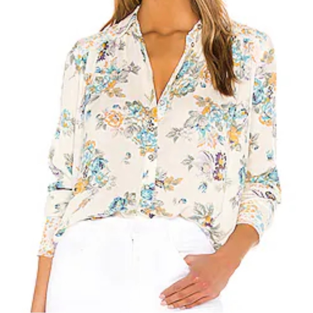 Free People Hold On To Me Floral Print Button Down Top | Ivory Combo | Size S